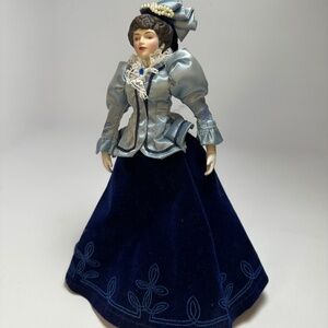 Vintage Avon Porcelain Doll | 1980s Avon Collectible | Victorian Blue Velvet